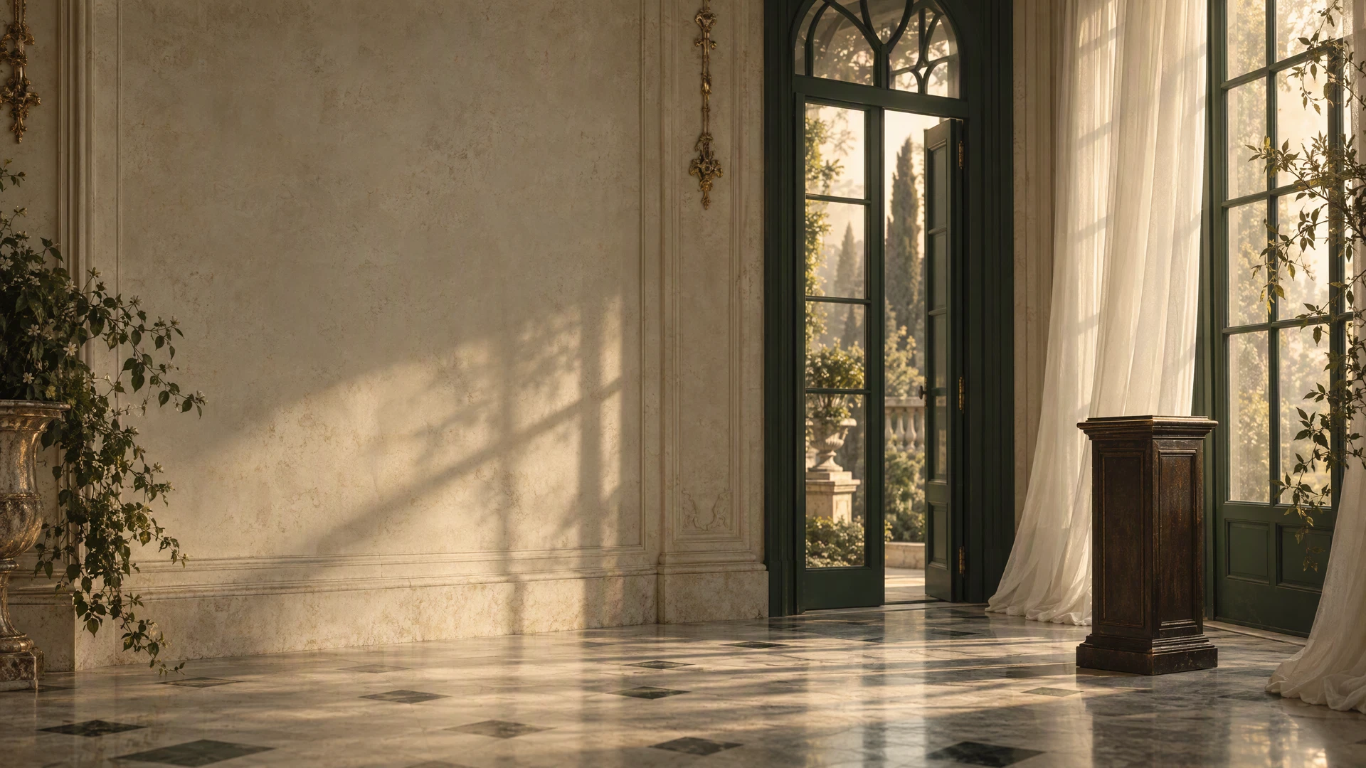 Warm light in an empty conservatory