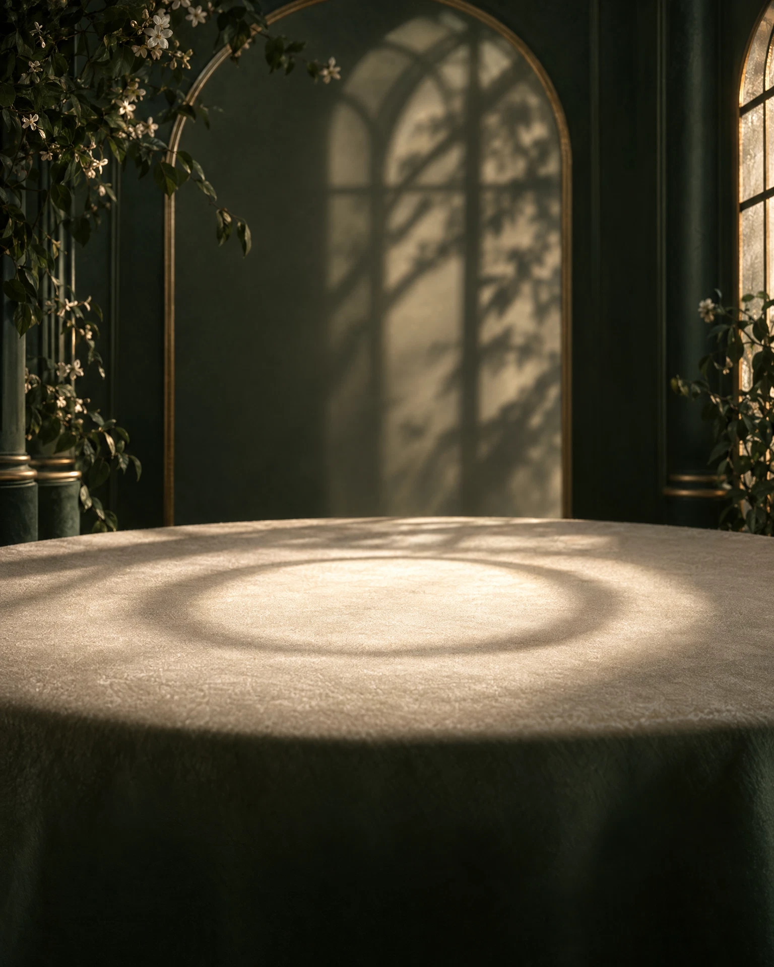 Abstract ceremony-inspired oval light on velvet